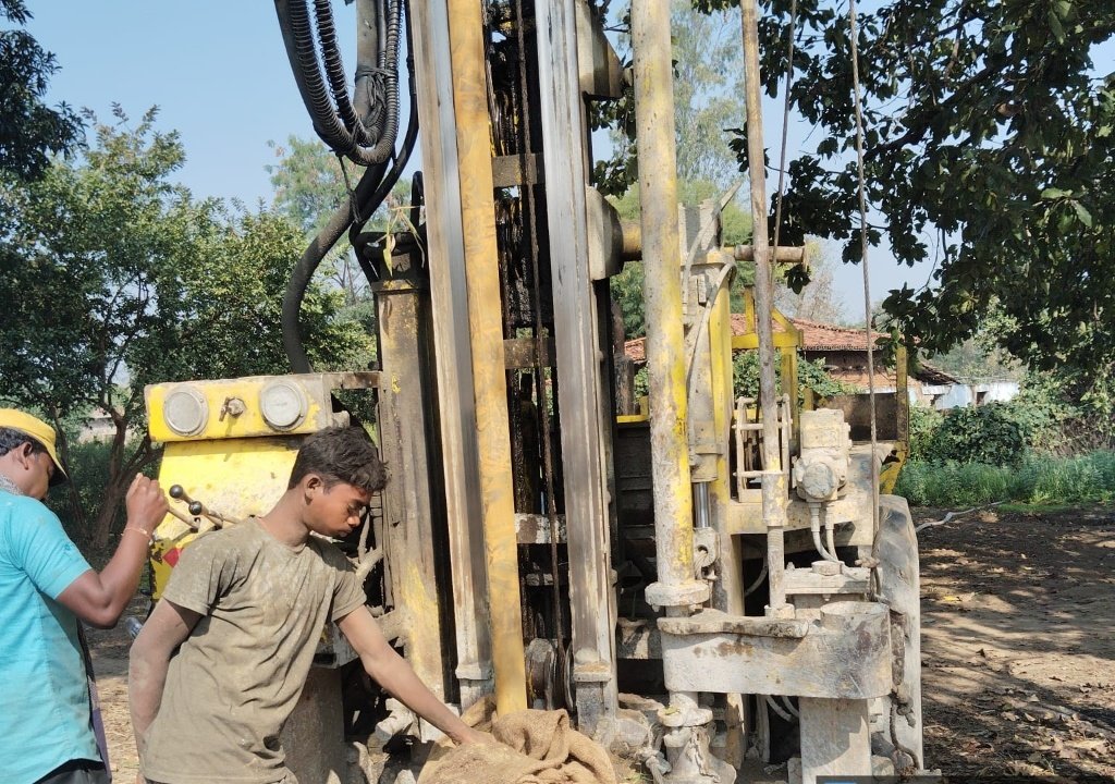 Heavy DTH Borewell Drilling Rig in Action, Bhari, Panki, Palamu
